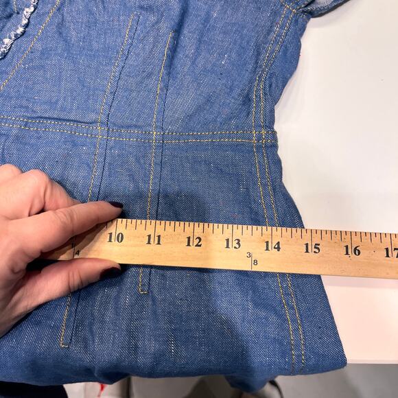 Derek Lam 10 Crosby Denim Cotton and Linen Faux Wrap Shift Dress Sz 4 - Picture 10 of 12